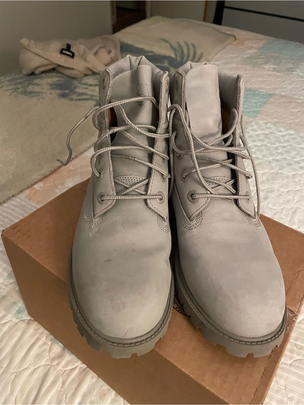 Timberland Light Gray Lace-Up Women's Ankle Booties